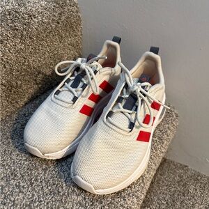 Adidas Cream and Red Athletic Shoes